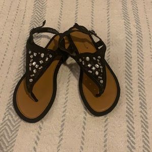 Black, Leather Sandals